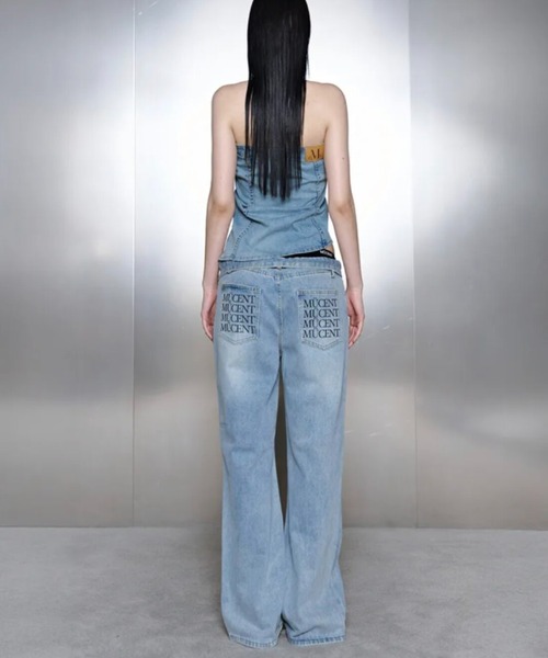 MUCENT（ムセント）の「【日本未発売/WEB限定】MUCENT(ムセント)/バック レタリング ワイド デニムパンツ/NOVA BACK LETTERING WIDE DENIM PANTS（デニムパンツ・レディース・ライトブルー・M/S）」の10枚目の写真