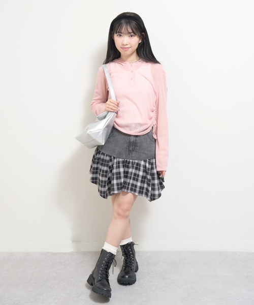 LOVETOXIC（ラブトキシック）の「【LTXC】異素材ドッキングヘムミニスカート（スカート・キッズ・ブルー・S:140cm/130cm）」の7枚目の写真