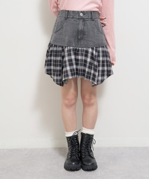 LOVETOXIC（ラブトキシック）の「【LTXC】異素材ドッキングヘムミニスカート（スカート・キッズ・ブルー・S:140cm/130cm）」の8枚目の写真