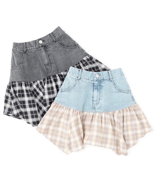 LOVETOXIC（ラブトキシック）の「【LTXC】異素材ドッキングヘムミニスカート（スカート・キッズ・ブルー・S:140cm/130cm）」の10枚目の写真