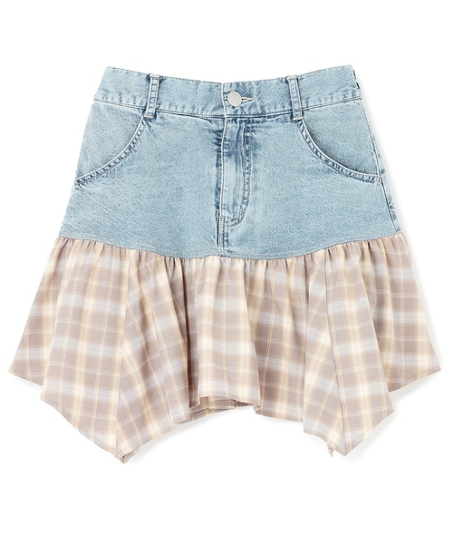 LOVETOXIC（ラブトキシック）の「【LTXC】異素材ドッキングヘムミニスカート（スカート・キッズ・ブルー・S:140cm/130cm）」の12枚目の写真