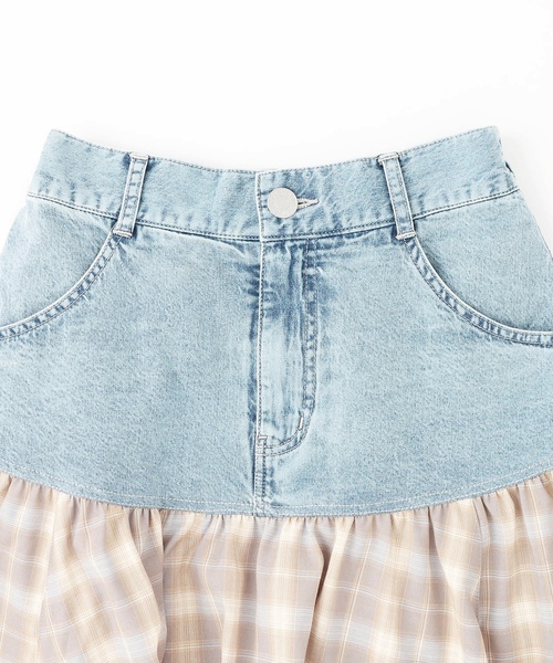 LOVETOXIC（ラブトキシック）の「【LTXC】異素材ドッキングヘムミニスカート（スカート・キッズ・ブルー・S:140cm/130cm）」の14枚目の写真