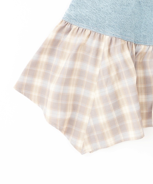 LOVETOXIC（ラブトキシック）の「【LTXC】異素材ドッキングヘムミニスカート（スカート・キッズ・ブルー・S:140cm/130cm）」の2枚目の写真