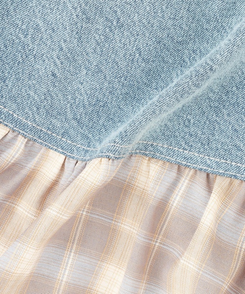 LOVETOXIC（ラブトキシック）の「【LTXC】異素材ドッキングヘムミニスカート（スカート・キッズ・ブルー・S:140cm/130cm）」の4枚目の写真