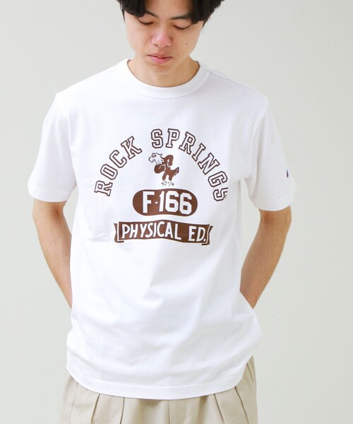 Champion(チャンピオン)の「【Champion/チャンピオン】ROCKSPRINGS PRINT S/S(Tシャツ/カットソー・メンズ・ホワイト/チャコールグレー/アイボリー・M/L)」の1枚目の写真