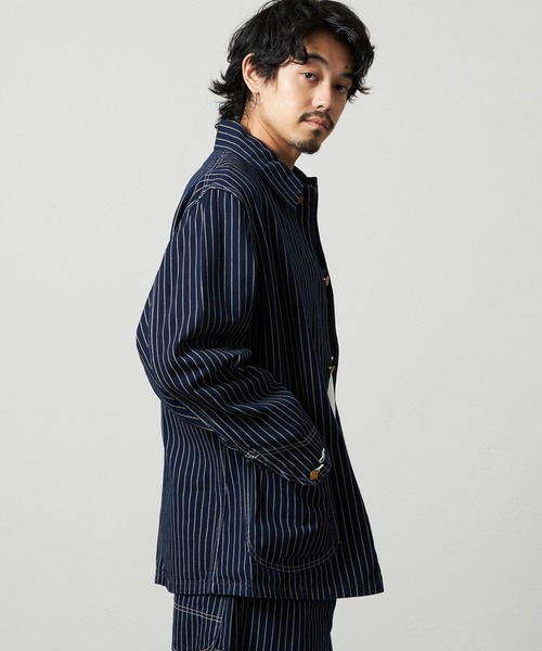 Lee（リー）の「VINTAGE LOCO JACKET/ビンテージロコジャケット DUNGAREES（カバーオール・メンズ・ライトインディゴブルー/ストライプ・X-LARGE/MEDIUM/SMALL/LARGE）」の6枚目の写真