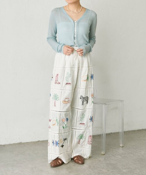 ear PAPILLONNER（イアパピヨネ）の「パッチワーク刺しゅうパンツ【SUM1 STYLE】（その他パンツ・レディース・ブラック/ホワイト・FREE）」の8枚目の写真