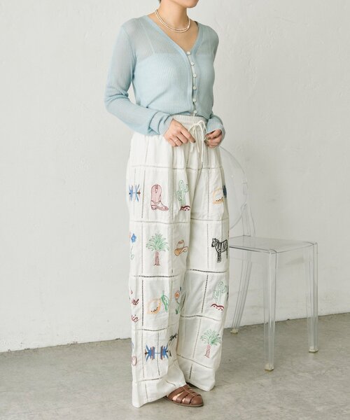 ear PAPILLONNER（イアパピヨネ）の「パッチワーク刺しゅうパンツ【SUM1 STYLE】（その他パンツ・レディース・ブラック/ホワイト・FREE）」の9枚目の写真