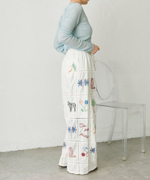 ear PAPILLONNER（イアパピヨネ）の「パッチワーク刺しゅうパンツ【SUM1 STYLE】（その他パンツ・レディース・ブラック/ホワイト・FREE）」の10枚目の写真