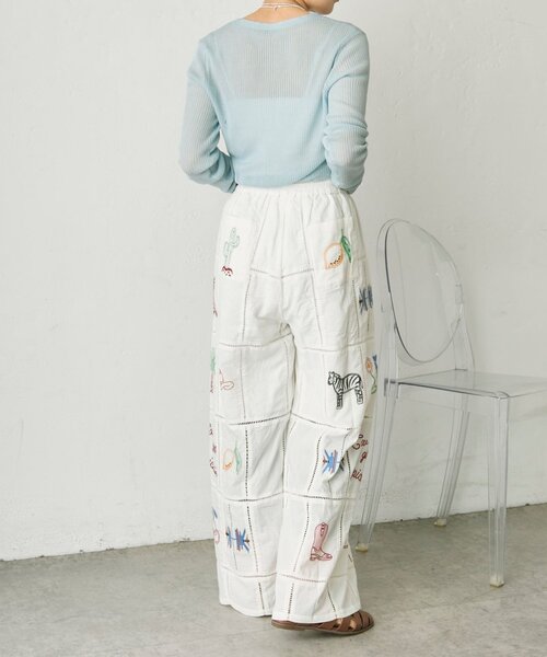 ear PAPILLONNER（イアパピヨネ）の「パッチワーク刺しゅうパンツ【SUM1 STYLE】（その他パンツ・レディース・ブラック/ホワイト・FREE）」の11枚目の写真