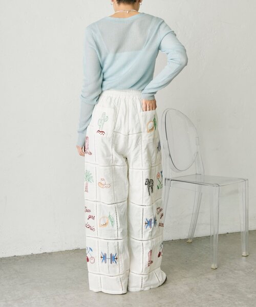 ear PAPILLONNER（イアパピヨネ）の「パッチワーク刺しゅうパンツ【SUM1 STYLE】（その他パンツ・レディース・ブラック/ホワイト・FREE）」の12枚目の写真