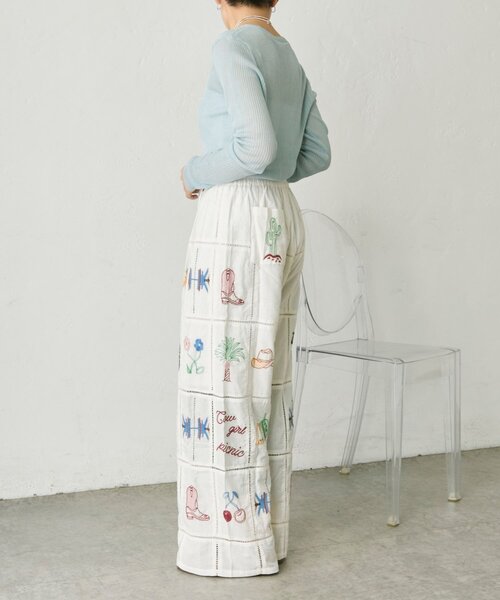 ear PAPILLONNER（イアパピヨネ）の「パッチワーク刺しゅうパンツ【SUM1 STYLE】（その他パンツ・レディース・ブラック/ホワイト・FREE）」の13枚目の写真