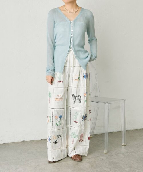 ear PAPILLONNER（イアパピヨネ）の「パッチワーク刺しゅうパンツ【SUM1 STYLE】（その他パンツ・レディース・ブラック/ホワイト・FREE）」の14枚目の写真