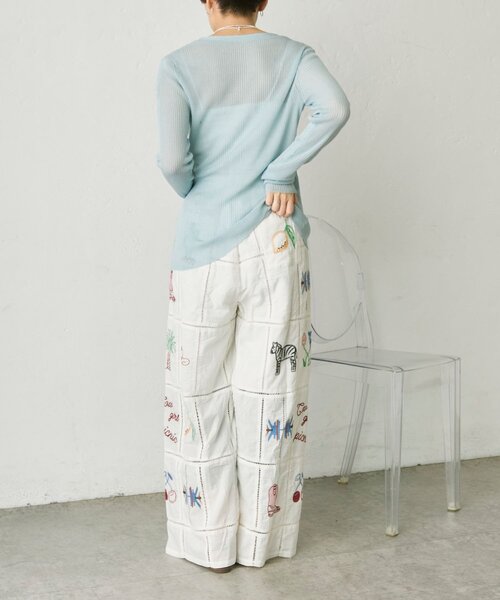 ear PAPILLONNER（イアパピヨネ）の「パッチワーク刺しゅうパンツ【SUM1 STYLE】（その他パンツ・レディース・ブラック/ホワイト・FREE）」の15枚目の写真