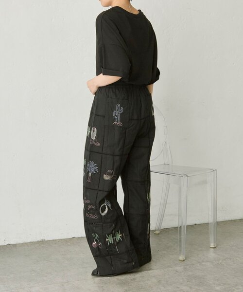 ear PAPILLONNER（イアパピヨネ）の「パッチワーク刺しゅうパンツ【SUM1 STYLE】（その他パンツ・レディース・ブラック/ホワイト・FREE）」の9枚目の写真