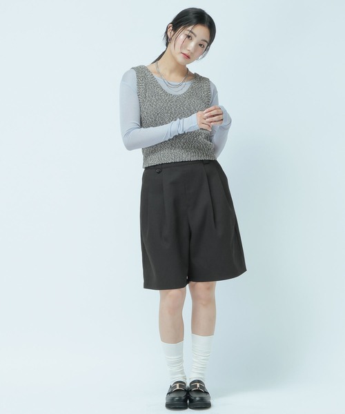 GLOBAL WORK（グローバルワーク）の「ハーフチノパンツ/WEB限定/661493（チノパンツ・レディース・ブラック/ライトベージュ・LARGE/MEDIUM）」の14枚目の写真