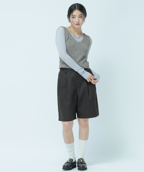 GLOBAL WORK（グローバルワーク）の「ハーフチノパンツ/WEB限定/661493（チノパンツ・レディース・ブラック/ライトベージュ・LARGE/MEDIUM）」の15枚目の写真