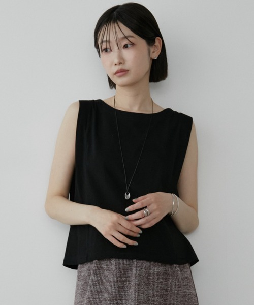 Aunt Marie's（アントマリーズ）の「ボックスタックノースリーブカットソー（Tシャツ/カットソー・レディース・ネイビー/グレー/ブラック・FREE）」の5枚目の写真