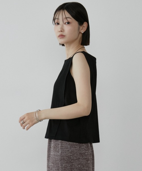 Aunt Marie's（アントマリーズ）の「ボックスタックノースリーブカットソー（Tシャツ/カットソー・レディース・ネイビー/グレー/ブラック・FREE）」の9枚目の写真
