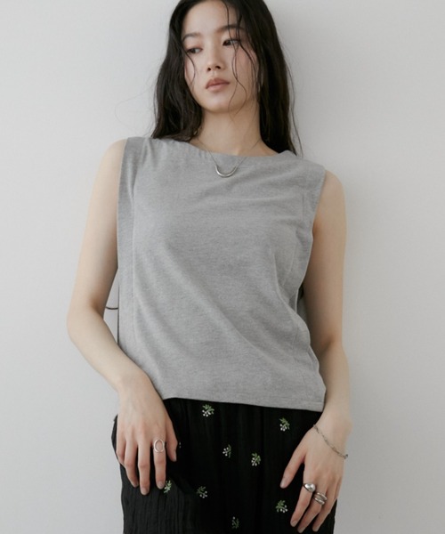 Aunt Marie's（アントマリーズ）の「ボックスタックノースリーブカットソー（Tシャツ/カットソー・レディース・ネイビー/グレー/ブラック・FREE）」の16枚目の写真
