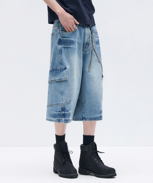MAISON MINED(メゾンミネド)の「VESTIGE CARGO BERMUDA PANTS MID BLUE(その他パンツ・メンズ・その他・SMALL/MEDIUM/LARGE)」の2枚目の写真