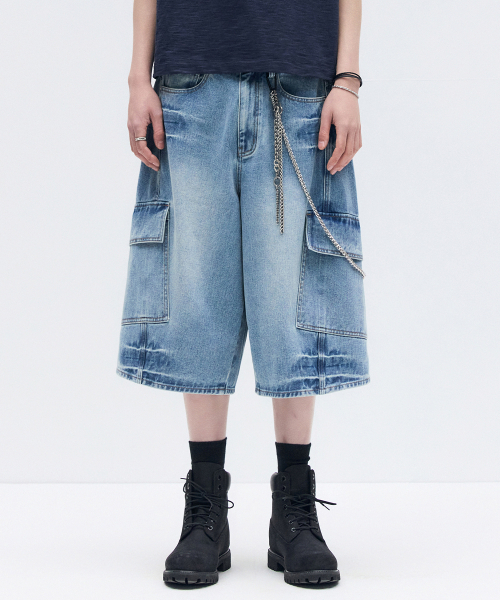 MAISON MINED(メゾンミネド)の「VESTIGE CARGO BERMUDA PANTS MID BLUE(その他パンツ・メンズ・その他・SMALL/MEDIUM/LARGE)」の4枚目の写真