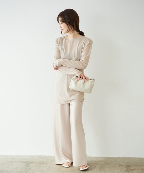 plage（プラージュ）の「《追加》SQUARE SHOULDER Tシャツ 2（Tシャツ/カットソー・レディース・ベージュ/ブラック・FREE）」の4枚目の写真