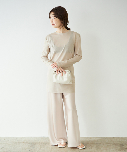 plage（プラージュ）の「《追加》SQUARE SHOULDER Tシャツ 2（Tシャツ/カットソー・レディース・ベージュ/ブラック・FREE）」の13枚目の写真