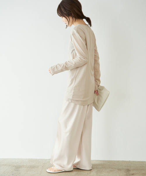 plage（プラージュ）の「《追加》SQUARE SHOULDER Tシャツ 2（Tシャツ/カットソー・レディース・ベージュ/ブラック・FREE）」の14枚目の写真