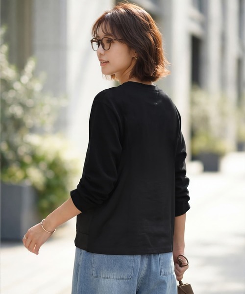 STYLE DELI(スタイルデリ)の「クロスベストレイヤードカットソー(Tシャツ/カットソー・レディース・ブラック/ホワイト・FREE)」の6枚目の写真