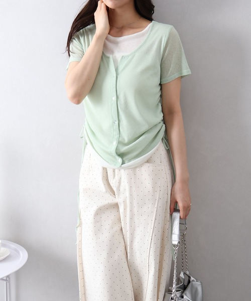 SpRay(スプレイ)の「フェイクレイヤードバイカラーショートスリーブトップス(Tシャツ/カットソー・レディース・オフホワイト/ミント/イエロー/ブラック/アイボリー・FREE)」の6枚目の写真