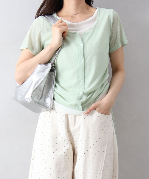SpRay(スプレイ)の「フェイクレイヤードバイカラーショートスリーブトップス(Tシャツ/カットソー・レディース・オフホワイト/ミント/イエロー/ブラック/アイボリー・FREE)」の12枚目の写真