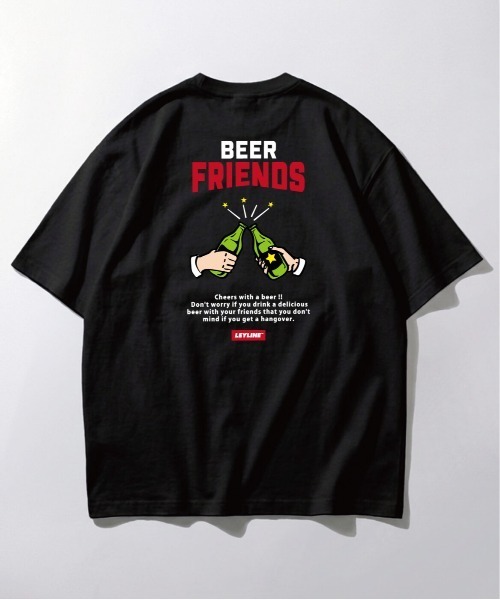 Leyline(レイライン)の「【Leyline】Beer friend tee / 乾杯グラフィック ビッグシルエットT(Tシャツ/カットソー・メンズ・ブラック/ホワイト・M/L/XL)」の12枚目の写真