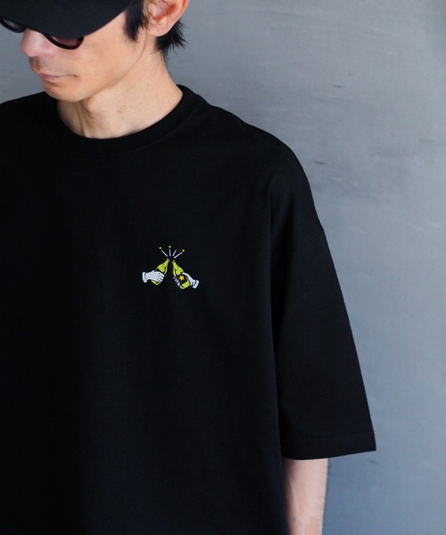 Leyline(レイライン)の「【Leyline】Beer friend tee / 乾杯グラフィック ビッグシルエットT(Tシャツ/カットソー・メンズ・ブラック/ホワイト・M/L/XL)」の10枚目の写真
