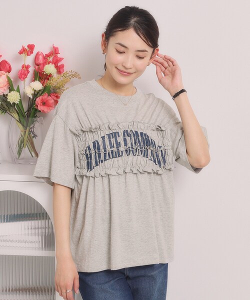 ITS'DEMO(イッツデモ)の「<Lee> SHIRRING TEE(Tシャツ/カットソー・レディース・グレー/オフホワイト/チャコールグレー・00)」の8枚目の写真