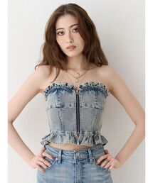 EVRIS（エヴリス）の「デニムフリルビスチェ 夏服（その他トップス）」