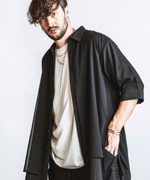 NO ID.（ノーアイディ）の「【NO ID.】Half Sleeve Sheer Layered Long Shirt / ハーフスリーブ シアー レイヤード ロング シャツ（シャツ/ブラウス）」