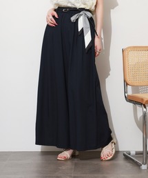 EGLANTINE スカーフリボン&ベルト付きドレープパンツ