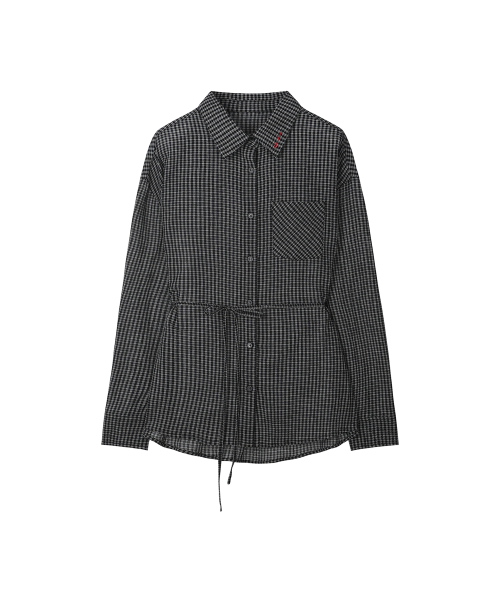 SECONDMONO（セカンドモノローグ）の「Sheer Side Tuck Oversized Fit Check Shirt [BLACK]_SEWSH008BLACK（シャツ/ブラウス・レディース・その他・F）」の2枚目の写真