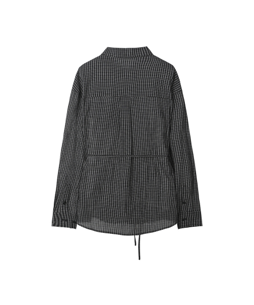 SECONDMONO（セカンドモノローグ）の「Sheer Side Tuck Oversized Fit Check Shirt [BLACK]_SEWSH008BLACK（シャツ/ブラウス・レディース・その他・F）」の3枚目の写真