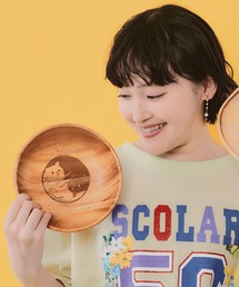 ScoLar（スカラー）の「662733：木製ラウンドディッシュ Sサイズ ネコ柄（食器）」
