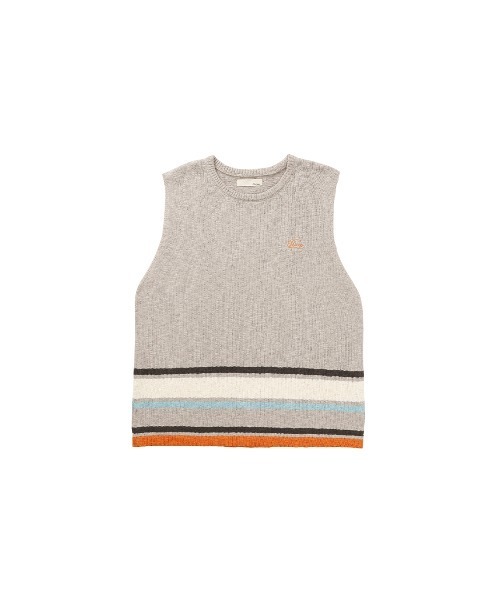 #Re:room(リルーム)の「マルチカラースラブニットノースリーブ(Tシャツ/カットソー・メンズ・ベージュ/ライトブラック・MEDIUM/SMALL)」の7枚目の写真