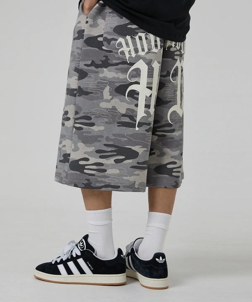 HOODHOOD(フッドフッド)の「【UNISEX】HOODHOOD/バックプリントバミューダパンツ(裏毛)(スウェットパンツ・レディース・ブラック/グレー/グレー系カモフラージュ・LARGE/MEDIUM)」の22枚目の写真