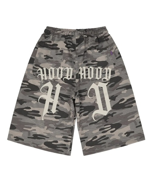 HOODHOOD(フッドフッド)の「【UNISEX】HOODHOOD/バックプリントバミューダパンツ(裏毛)(スウェットパンツ・レディース・ブラック/グレー/グレー系カモフラージュ・LARGE/MEDIUM)」の15枚目の写真