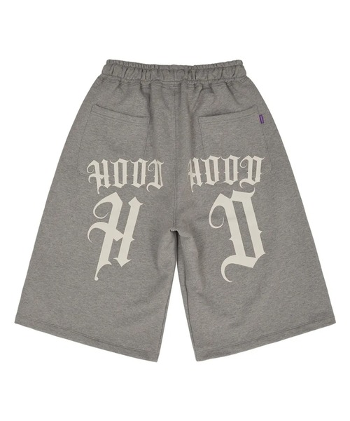 HOODHOOD(フッドフッド)の「【UNISEX】HOODHOOD/バックプリントバミューダパンツ(裏毛)(スウェットパンツ・レディース・ブラック/グレー/グレー系カモフラージュ・LARGE/MEDIUM)」の12枚目の写真