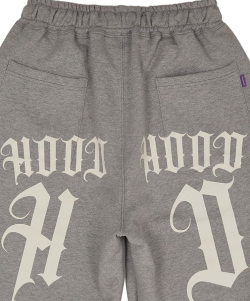 HOODHOOD(フッドフッド)の「【UNISEX】HOODHOOD/バックプリントバミューダパンツ(裏毛)(スウェットパンツ・レディース・ブラック/グレー/グレー系カモフラージュ・LARGE/MEDIUM)」の5枚目の写真