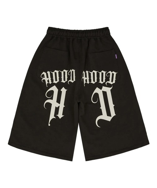 HOODHOOD(フッドフッド)の「【UNISEX】HOODHOOD/バックプリントバミューダパンツ(裏毛)(スウェットパンツ・レディース・ブラック/グレー/グレー系カモフラージュ・LARGE/MEDIUM)」の7枚目の写真