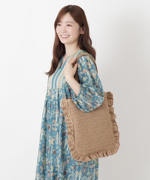 one'sterrace(ワンズテラス)の「【A4可】SE 雑材ラッフルフラットトート(トートバッグ・レディース・ベージュ系その他7/ベージュ系8・99)」の10枚目の写真