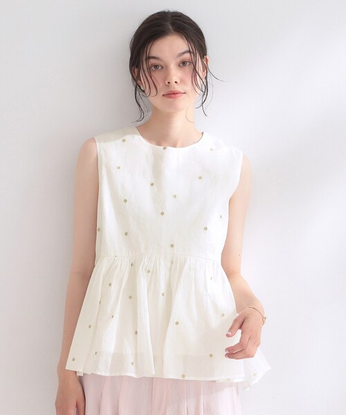 OPAQUE.CLIP(オペークドットクリップ)の「ラメドット刺繍ペプラムブラウス【洗える】(シャツ/ブラウス・レディース・ネイビー系/ホワイト系1・00)」の11枚目の写真