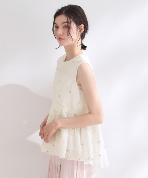OPAQUE.CLIP(オペークドットクリップ)の「ラメドット刺繍ペプラムブラウス【洗える】(シャツ/ブラウス・レディース・ネイビー系/ホワイト系1・00)」の12枚目の写真